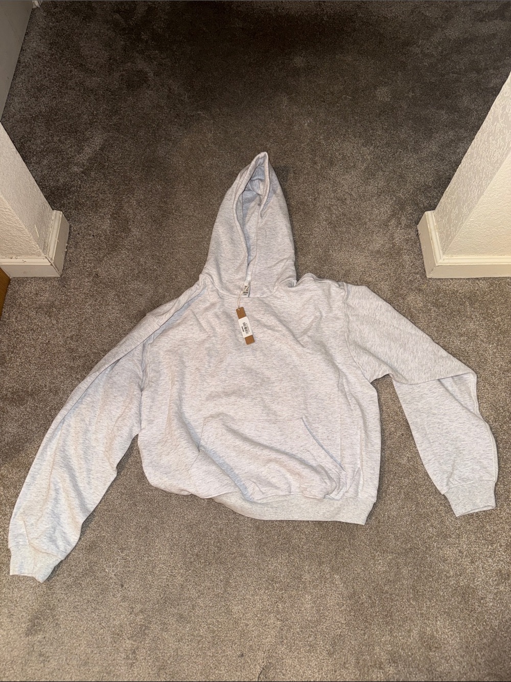 SKIMS Light Gray Hooded Pullover Sweatshirt
